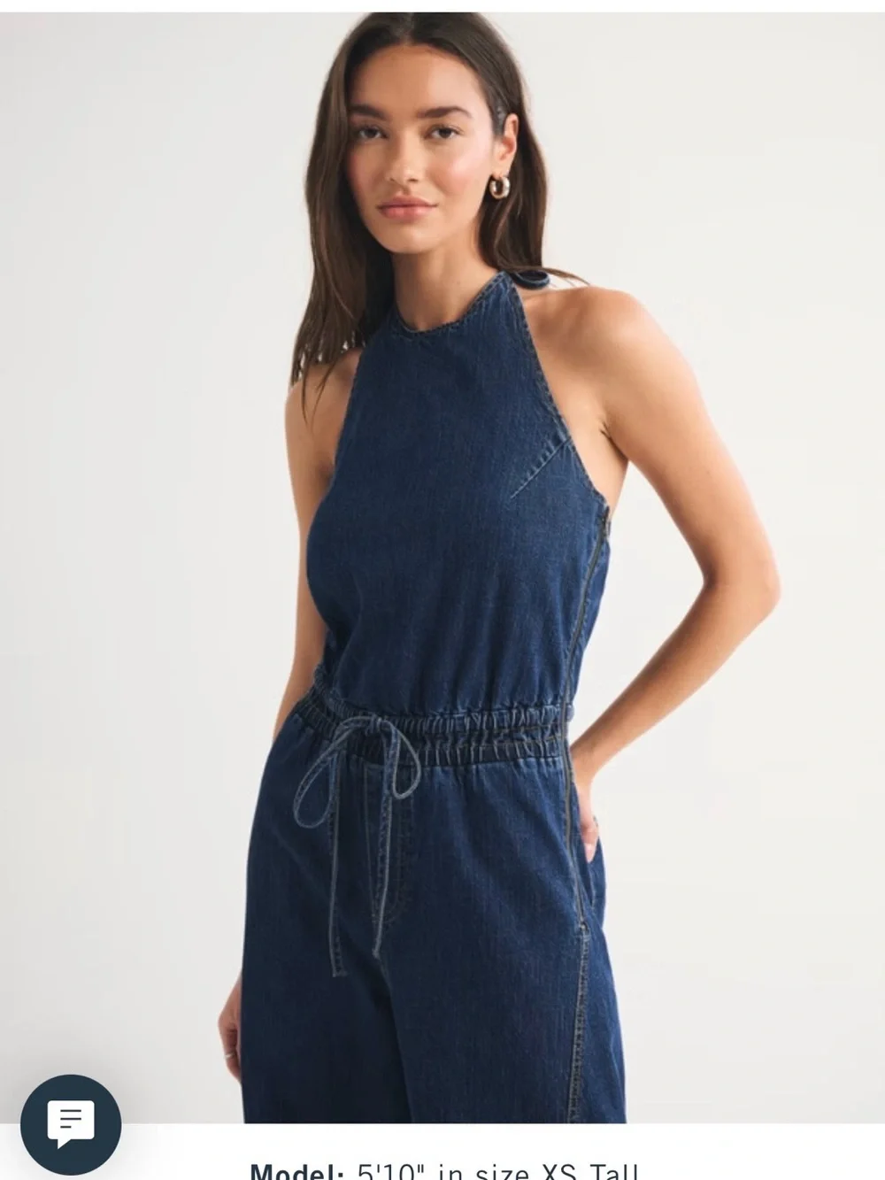 Abercrombie & Fitch Dark Indigo Halter Denim Jumpsuit